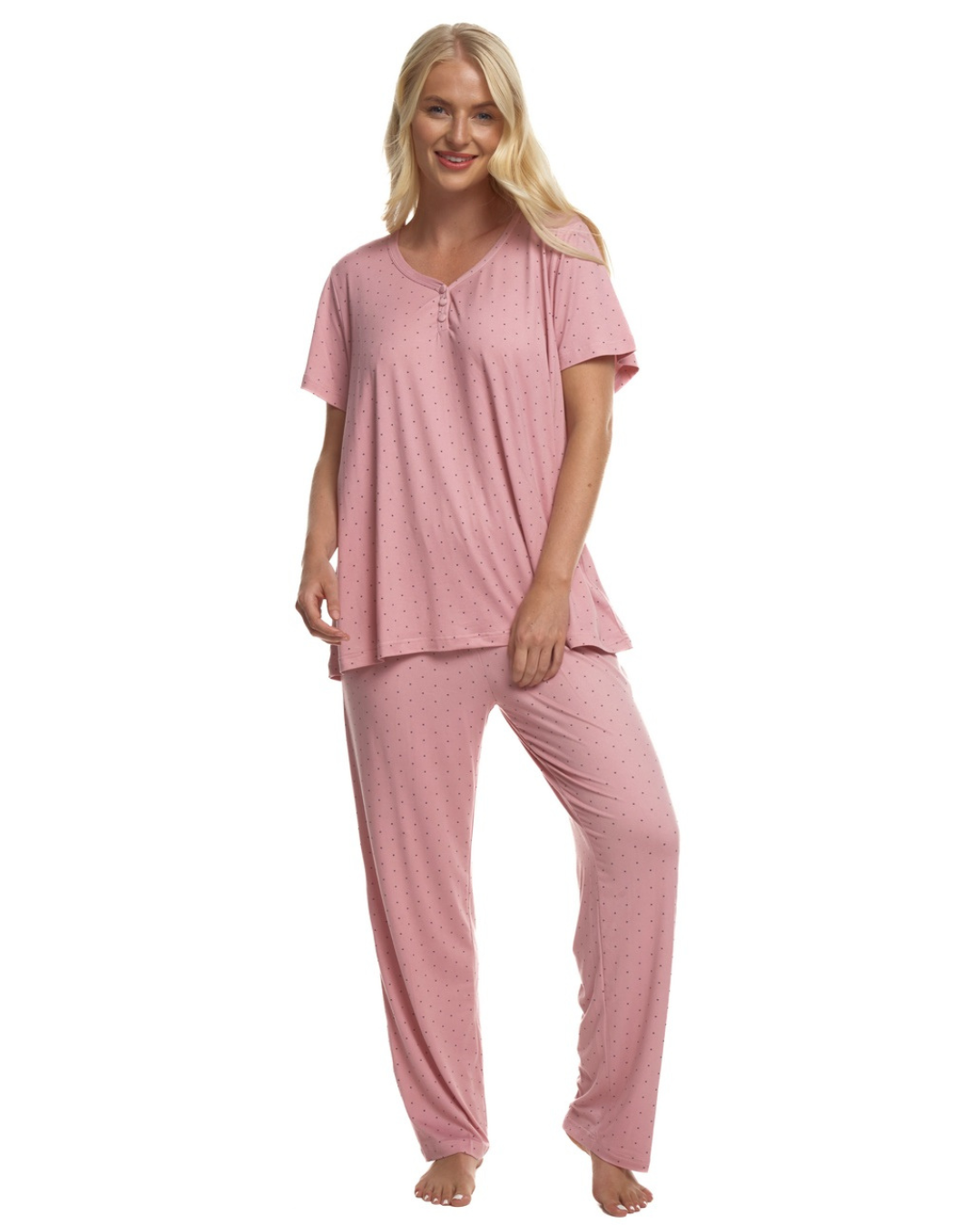 Luxury Soft Touch Jersey Spot Pyjama up to Larger Sizes