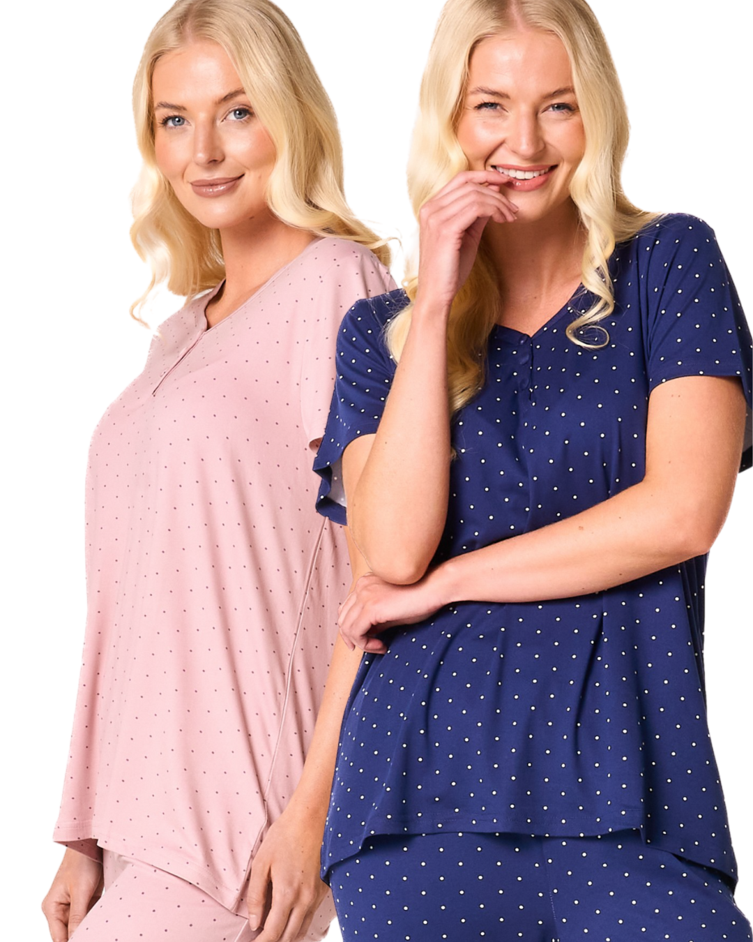 Luxury Soft Touch Jersey Spot Pyjama up to Larger Sizes