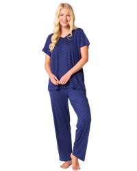 Luxury Soft Touch Jersey Spot Pyjama up to Larger Sizes