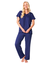 Luxury Soft Touch Jersey Spot Pyjama up to Larger Sizes