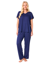 Luxury Soft Touch Jersey Spot Pyjama up to Larger Sizes