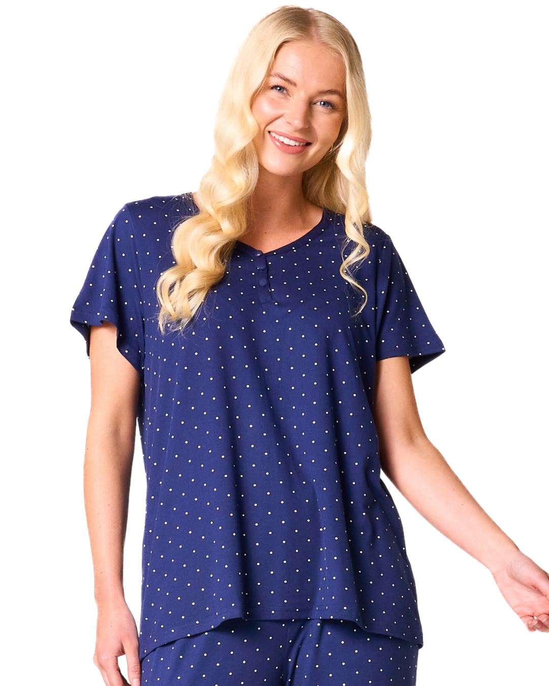 Luxury Soft Touch Jersey Spot Pyjama up to Larger Sizes