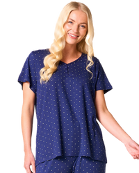 Luxury Soft Touch Jersey Spot Pyjama up to Larger Sizes