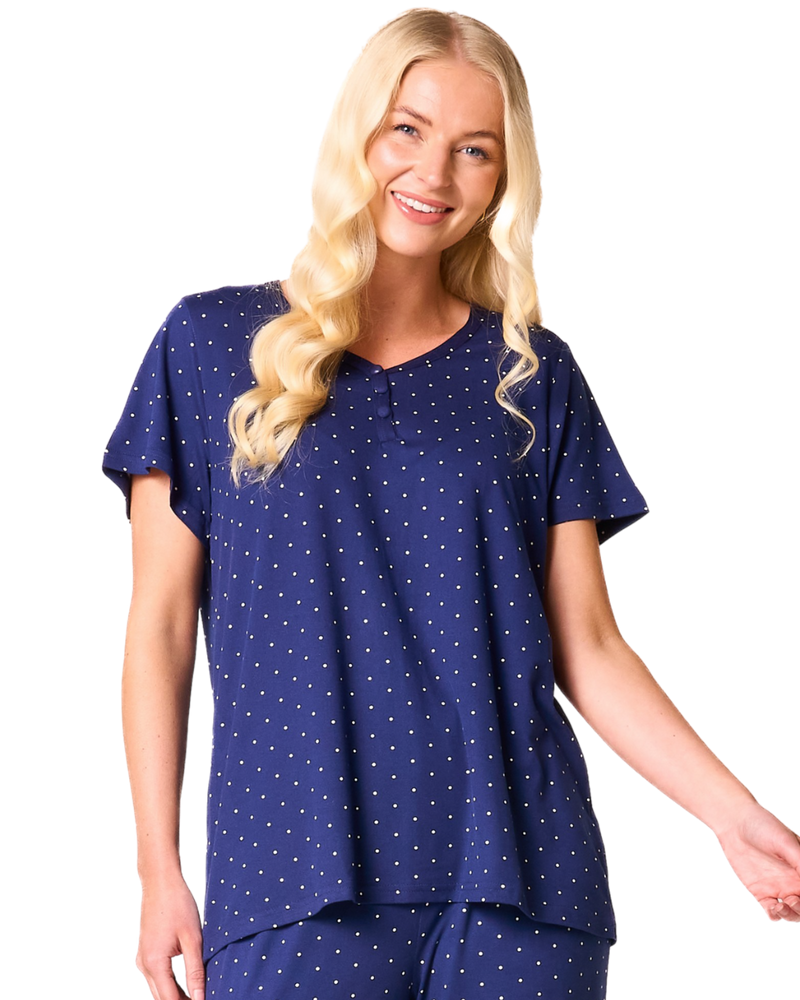 Luxury Soft Touch Jersey Spot Pyjama up to Larger Sizes