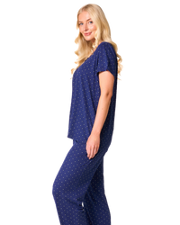 Luxury Soft Touch Jersey Spot Pyjama up to Larger Sizes