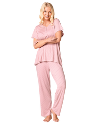 Luxury Soft Touch Jersey Spot Pyjama up to Larger Sizes