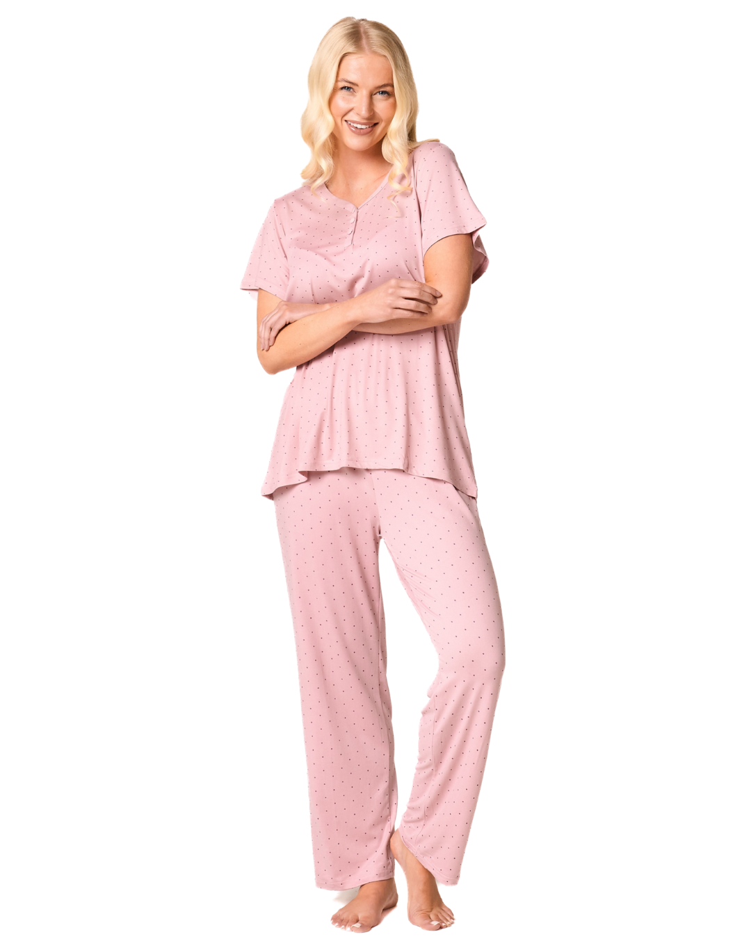 Luxury Soft Touch Jersey Spot Pyjama up to Larger Sizes