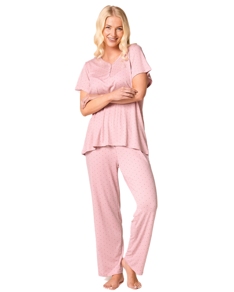 Luxury Soft Touch Jersey Spot Pyjama up to Larger Sizes