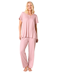 Luxury Soft Touch Jersey Spot Pyjama up to Larger Sizes