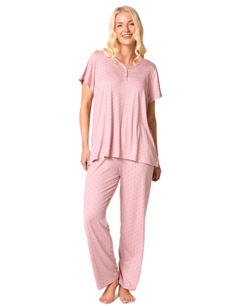 Luxury Soft Touch Jersey Spot Pyjama up to Larger Sizes