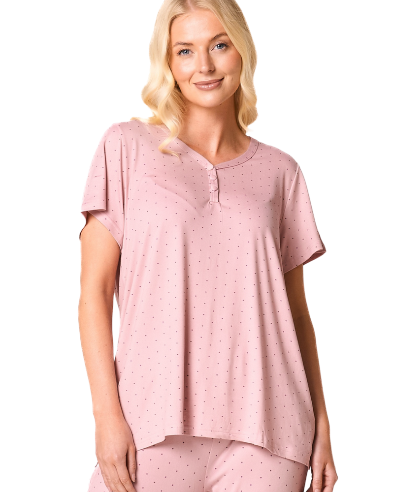 Luxury Soft Touch Jersey Spot Pyjama up to Larger Sizes