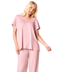 Luxury Soft Touch Jersey Spot Pyjama up to Larger Sizes