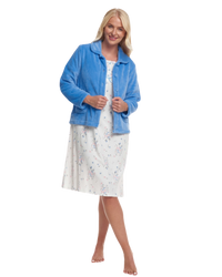 Women's Coral Fleece Long Sleeve Button Fastening Bed Jacket