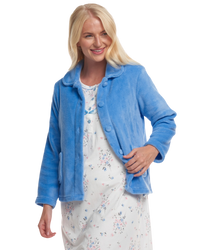 Women's Coral Fleece Long Sleeve Button Fastening Bed Jacket