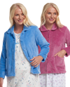 Women's Coral Fleece Long Sleeve Button Fastening Bed Jacket