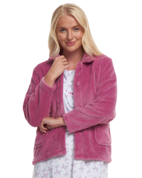 Women's Coral Fleece Long Sleeve Button Fastening Bed Jacket