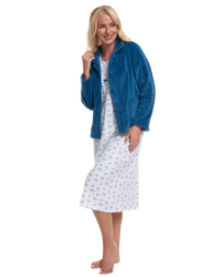 Women's Coral Fleece Long Sleeve Button Fastening Bed Jacket