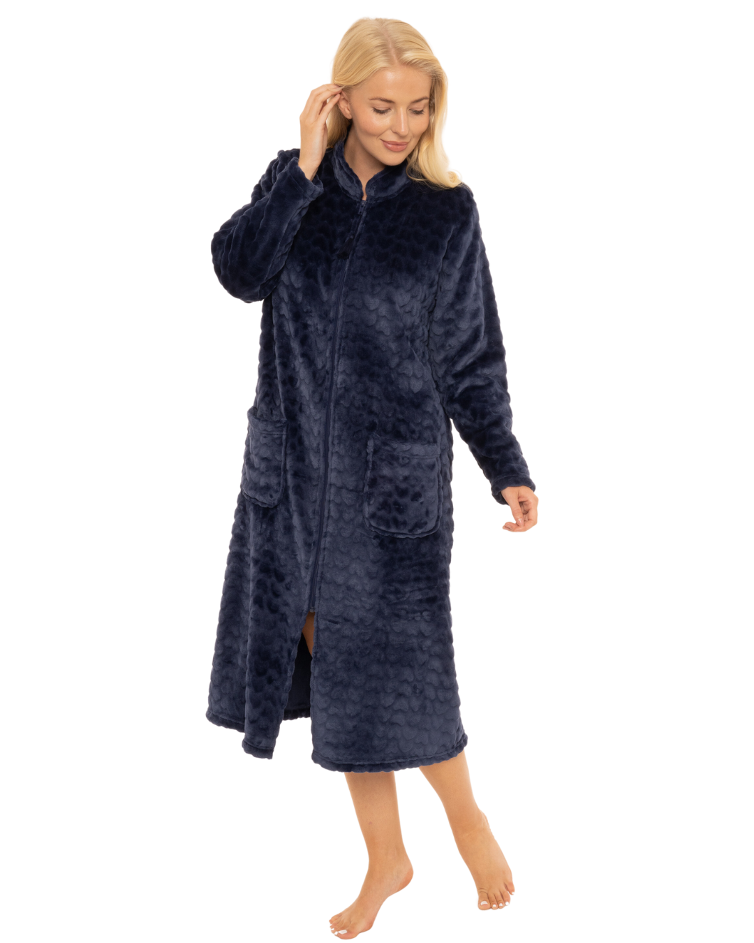 New Ladies Fleece Zip-up Dressing Gown Ex Marks And Spencer M&S Collection  - marlynn.co.uk
