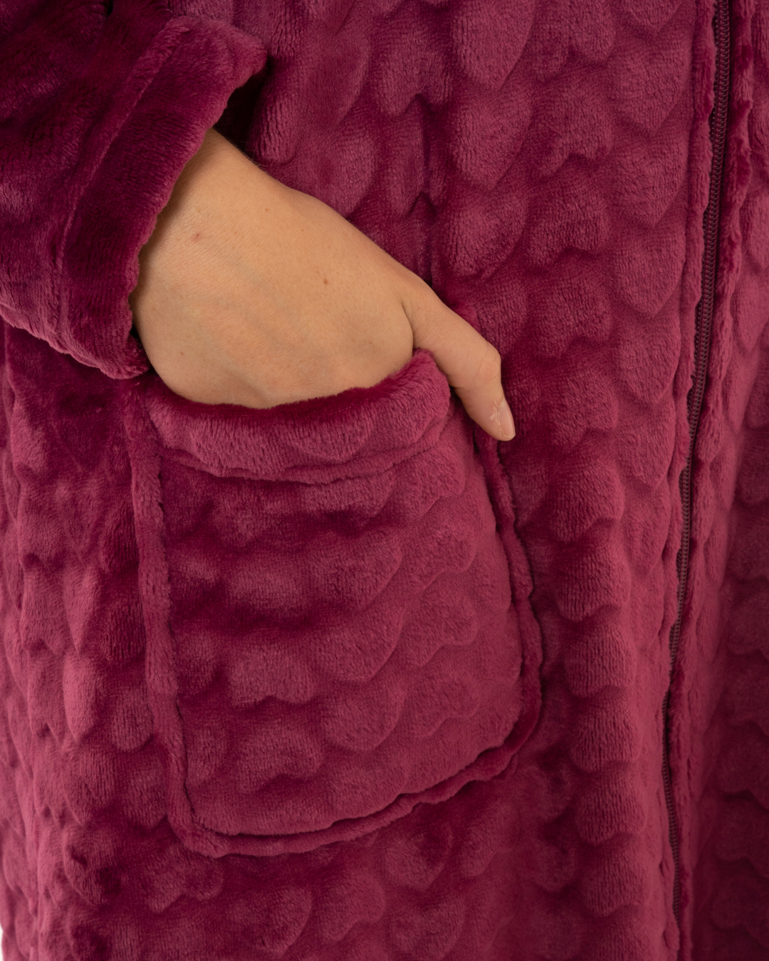 Luxury Embossed Fleece Zip Dressing Gown