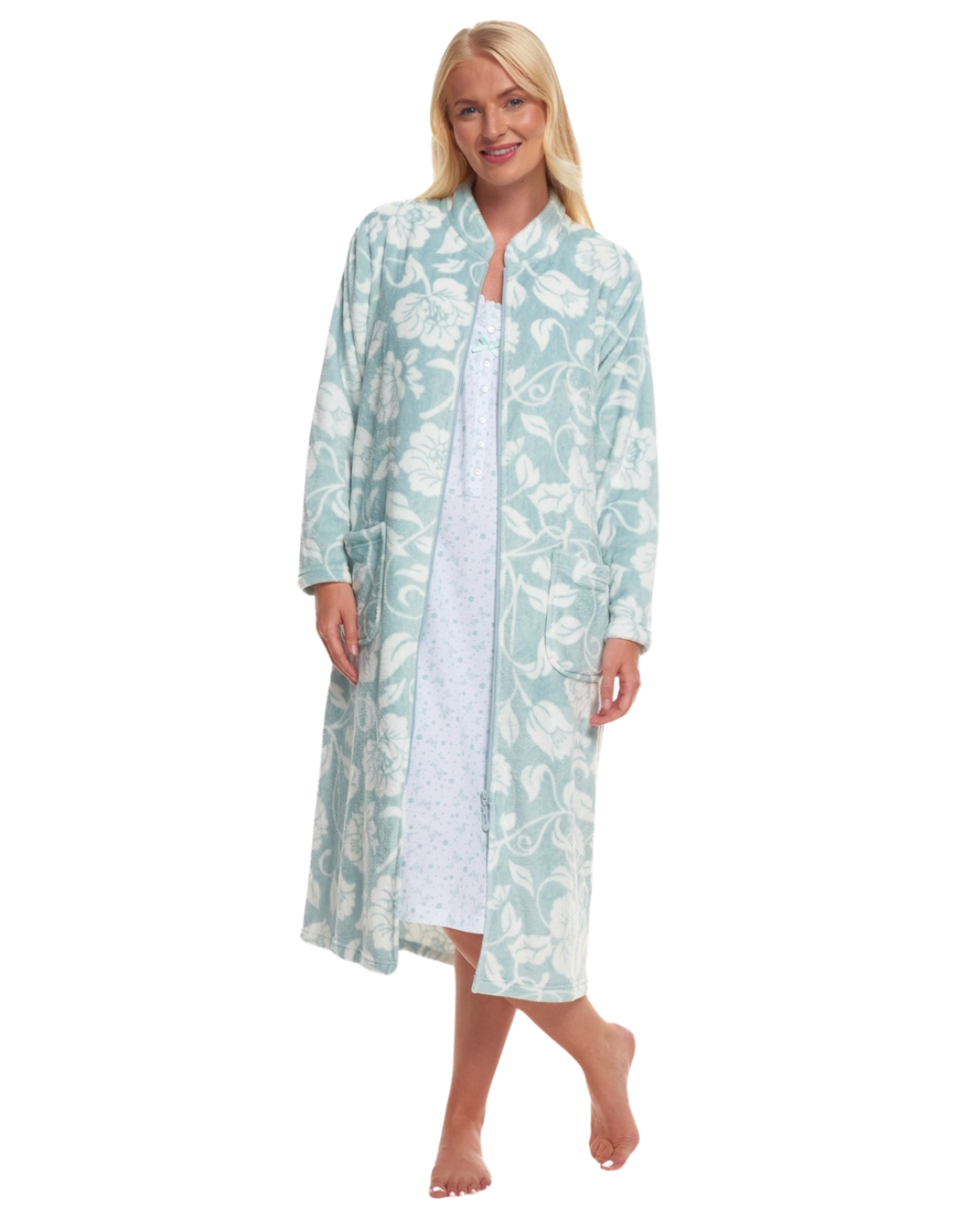 Elegance Printed Fleece Zip Dressing Gown – Suzy & Me Collection