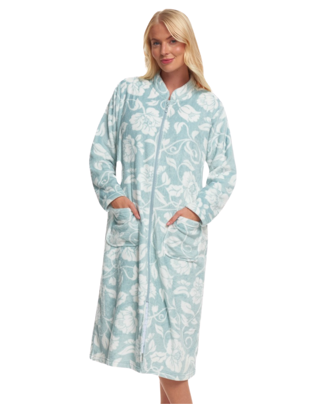 Elegance Printed Fleece Zip Dressing Gown