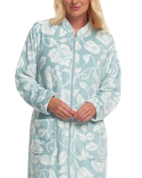 Elegance Printed Fleece Zip Dressing Gown