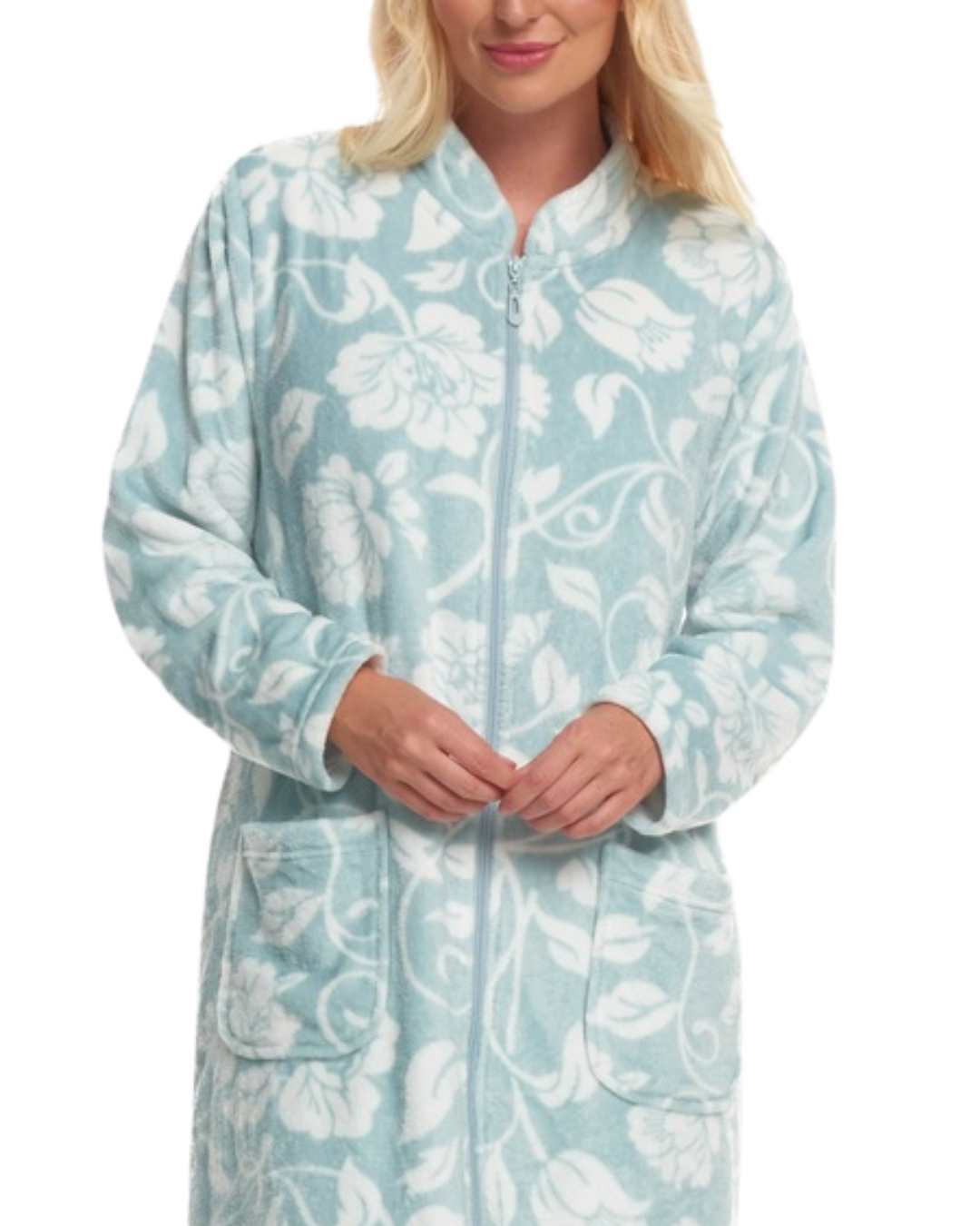Elegance Printed Fleece Zip Dressing Gown