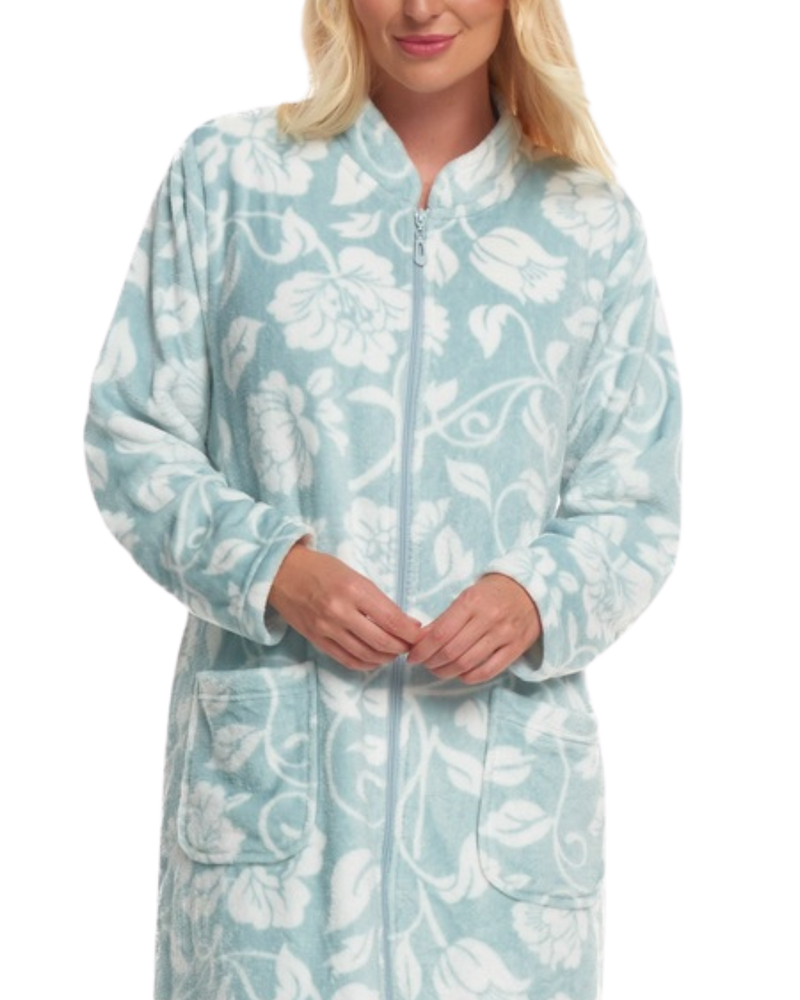 Elegance Printed Fleece Zip Dressing Gown