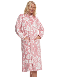 Elegance Printed Fleece Zip Dressing Gown