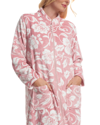 Elegance Printed Fleece Zip Dressing Gown
