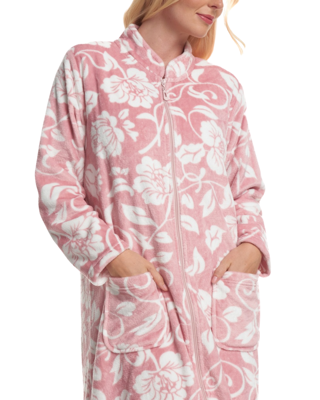 Elegance Printed Fleece Zip Dressing Gown