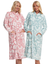 Elegance Printed Fleece Zip Dressing Gown