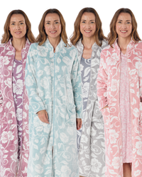 Elegance Printed Fleece Zip Dressing Gown