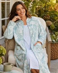 Elegance Printed Fleece Zip Dressing Gown