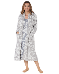 Elegance Printed Fleece Zip Dressing Gown