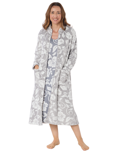 Elegance Print Fleece Zip Front Dressing Gown