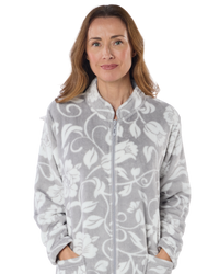 Elegance Printed Fleece Zip Dressing Gown