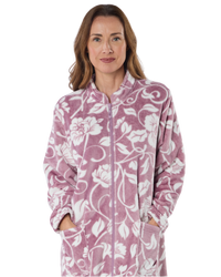 Elegance Printed Fleece Zip Dressing Gown