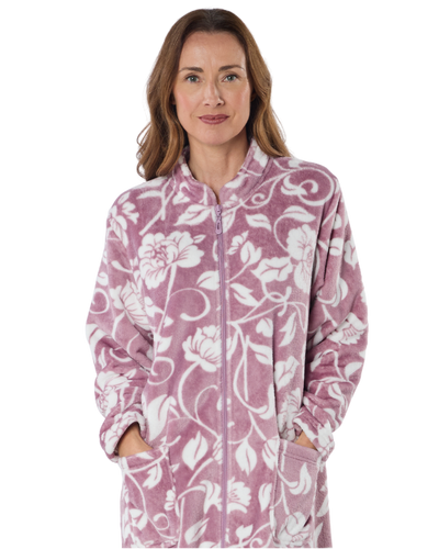 Elegance Printed Fleece Zip Dressing Gown