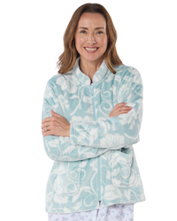 Women's Elegance Printed Fleece Long Sleeve Zip Fastening Bed Jacket