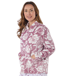 Women's Elegance Printed Fleece Long Sleeve Zip Fastening Bed Jacket