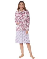 Women's Elegance Printed Fleece Long Sleeve Zip Fastening Bed Jacket