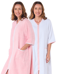 100% Cotton Towelling Zip 3/4 Sleeve Dressing Gown