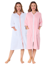 100% Cotton Towelling Zip 3/4 Sleeve Dressing Gown