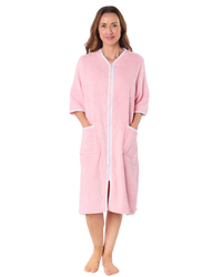 100% Cotton Towelling Zip 3/4 Sleeve Dressing Gown
