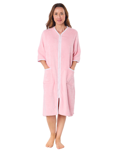 100% Cotton Towelling Zip 3/4 Sleeve Dressing Gown