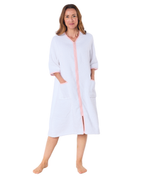 100% Cotton Towelling Zip 3/4 Sleeve Dressing Gown