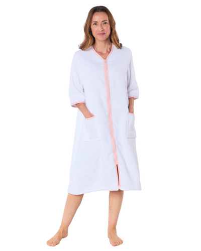 100% Cotton Towelling Zip 3/4 Sleeve Dressing Gown