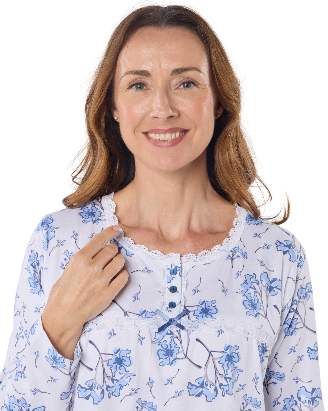 Larkspur  40" Long Sleeve 100% Cotton Nightdress