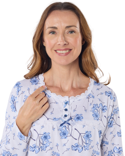 Larkspur  40" Long Sleeve 100% Cotton Nightdress